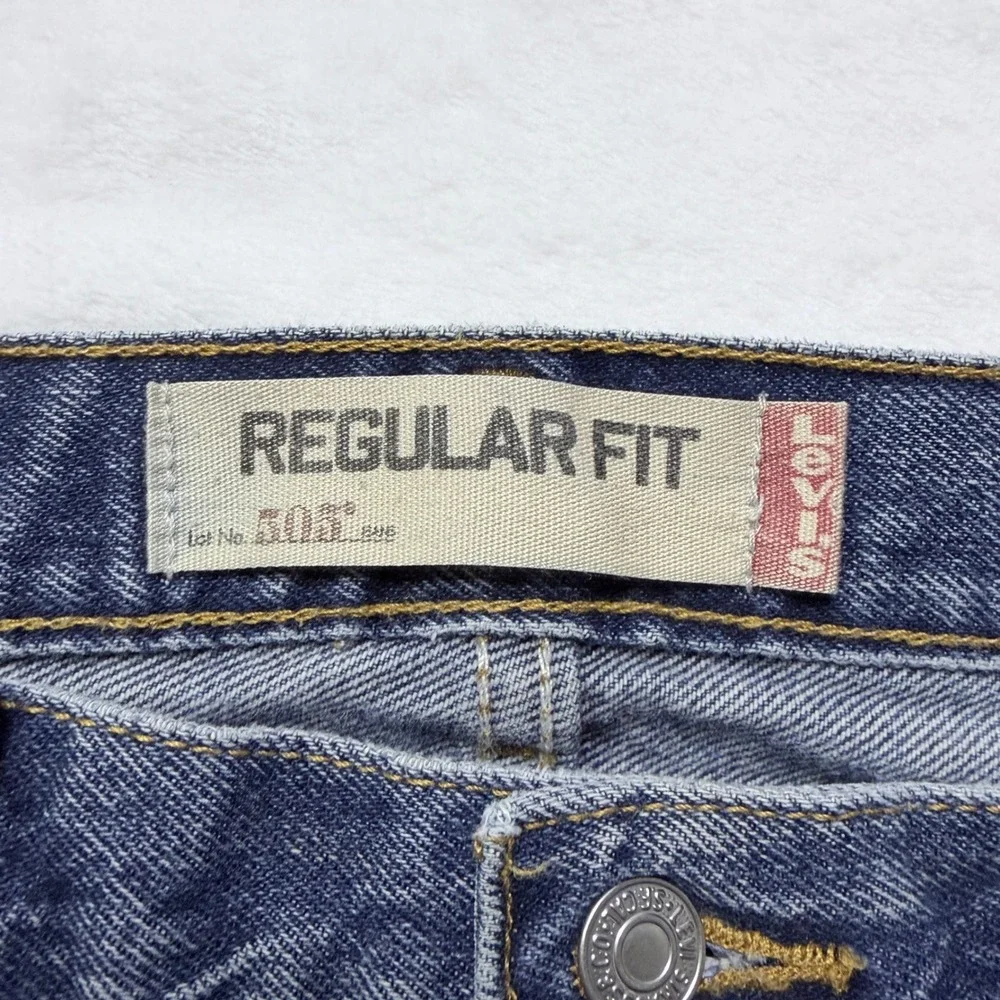 Levi's‎ 505 Regular Fit Jeans Blue Distressed Straight Leg Denim W34 L30